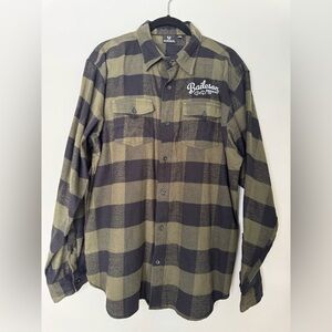 Baileson Brewing Co Men’s Brewery Green/Black Long Sleeve Flannel Shirt XL
